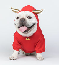 Load image into Gallery viewer, Pet Cloth for Chinese OX New Year Warm Red Hoodie Holiday Apparel