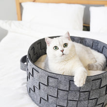 Load image into Gallery viewer, Home Cotton with velvet Cat Bed Basket Nest Cotton Rope Pet Sleeping Bed House Scratching Mat Pad