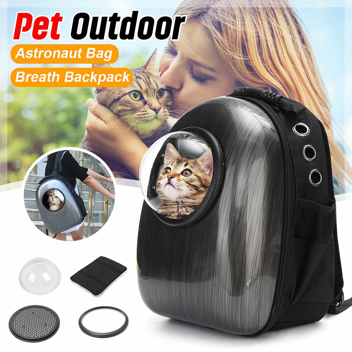 Pet Carrier Backpack Travel Space Capsule Puppy Dog Cat Bag Breathable  Astronaut