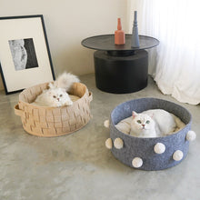 Load image into Gallery viewer, Home Cotton with velvet Cat Bed Basket Nest Cotton Rope Pet Sleeping Bed House Scratching Mat Pad
