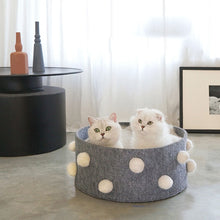 Load image into Gallery viewer, Home Cotton with velvet Cat Bed Basket Nest Cotton Rope Pet Sleeping Bed House Scratching Mat Pad
