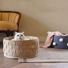 Load image into Gallery viewer, Home Cotton with velvet Cat Bed Basket Nest Cotton Rope Pet Sleeping Bed House Scratching Mat Pad
